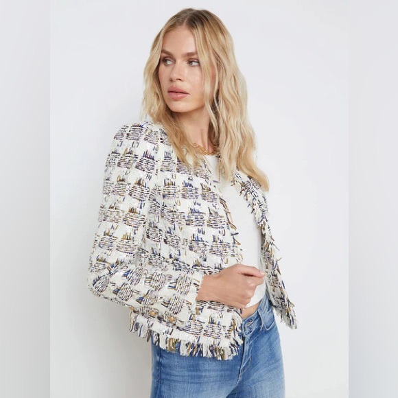 L’AGENCE Jacket Angelina Woven Crop Blazer - Picture 3 of 11
